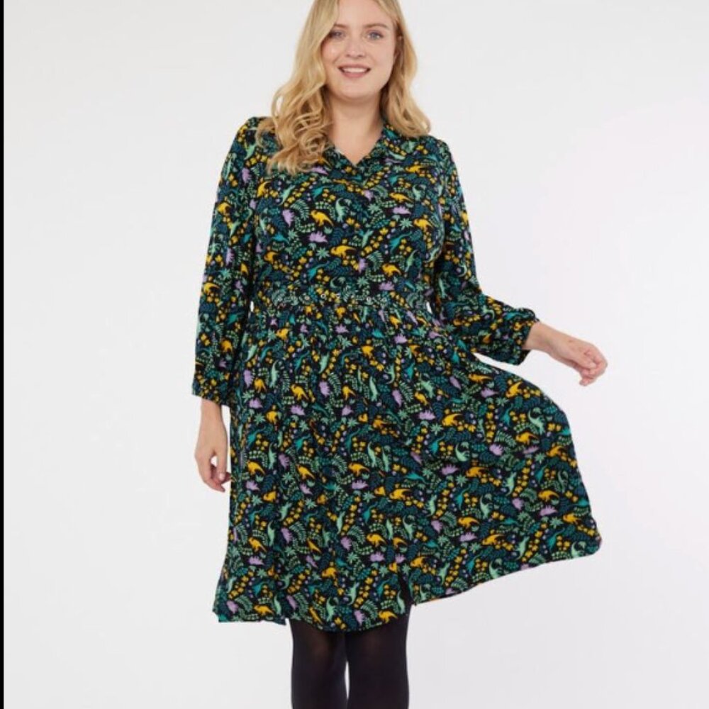 Joanie Clothing Andi Dinosaur Print Dress Size 10